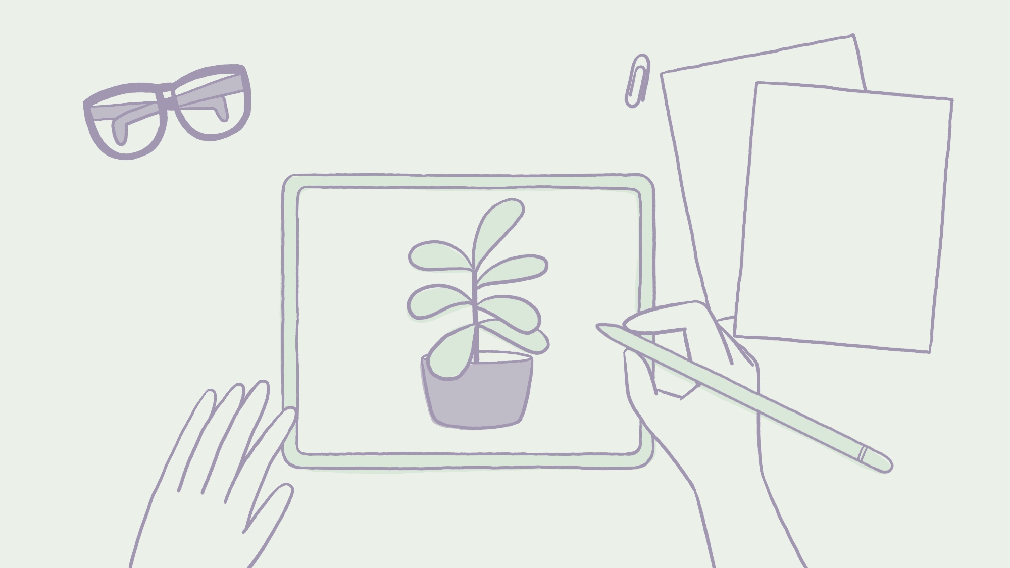 hire a freelance illustrator - illustration of girl drawing on an iPad