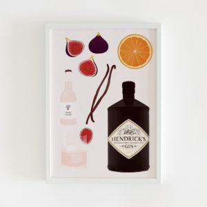 Gin cocktail illustration print