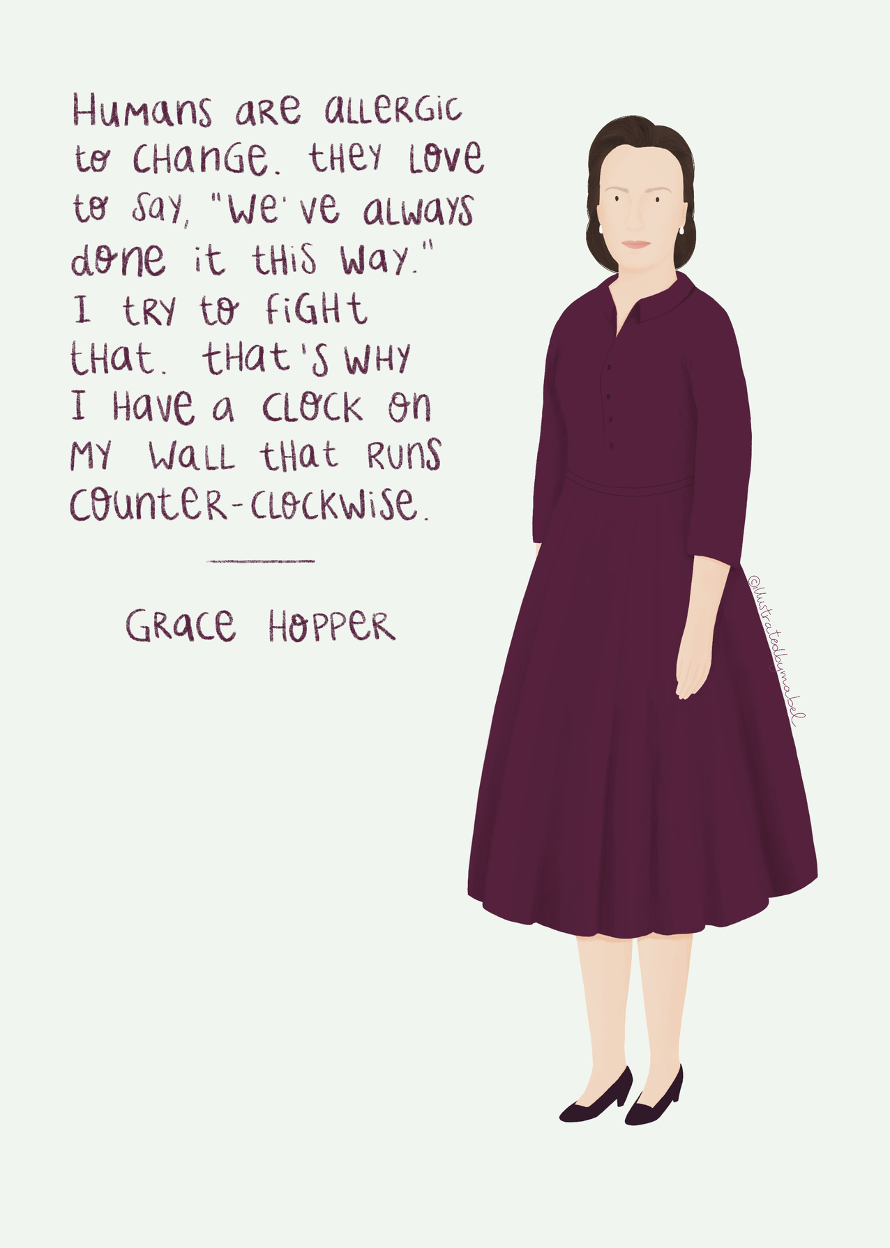 women illustrated portraits - Grace Hopper