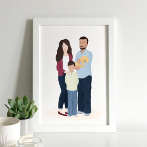 Custom family portrait illustration, couple portrait illustration