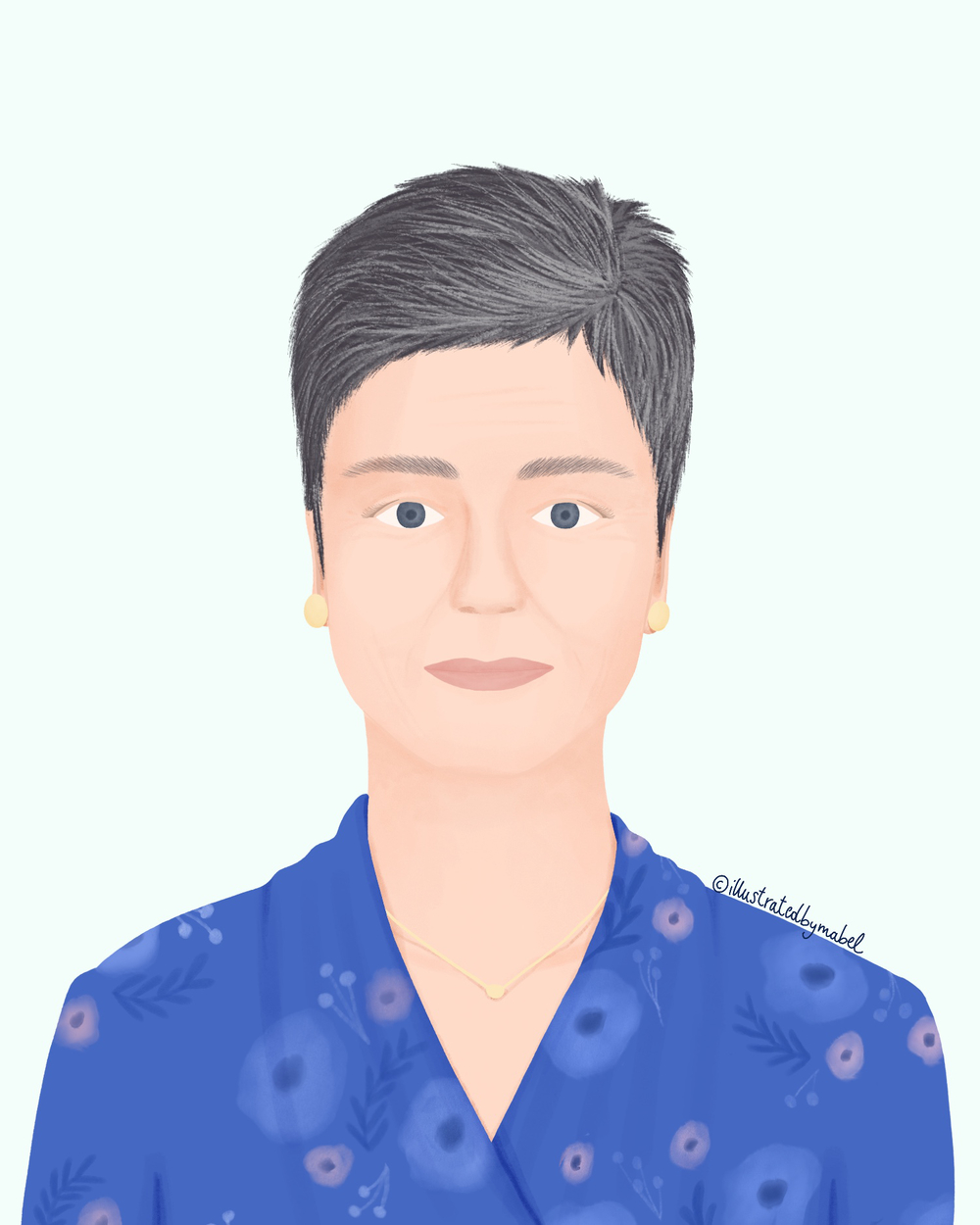 Woman portrait illustration Margrethe Vestager