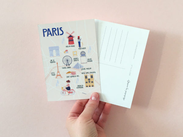 Map of Paris postcard
