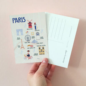 Map of Paris postcard