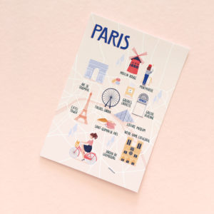 Map of Paris postcard