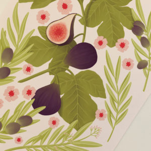 Fig and olive print close up detail.