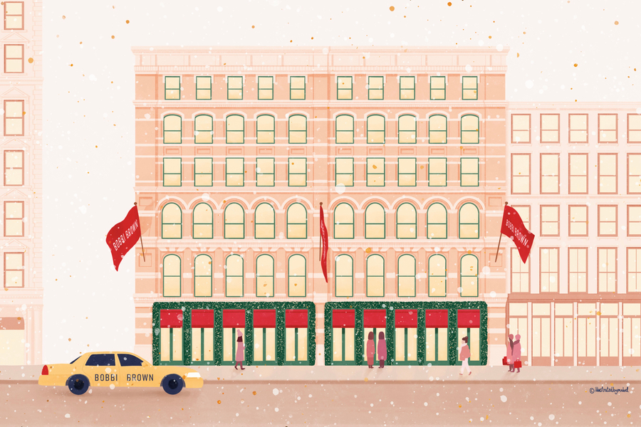 Christmas illustration of New York for Bobbi Brown