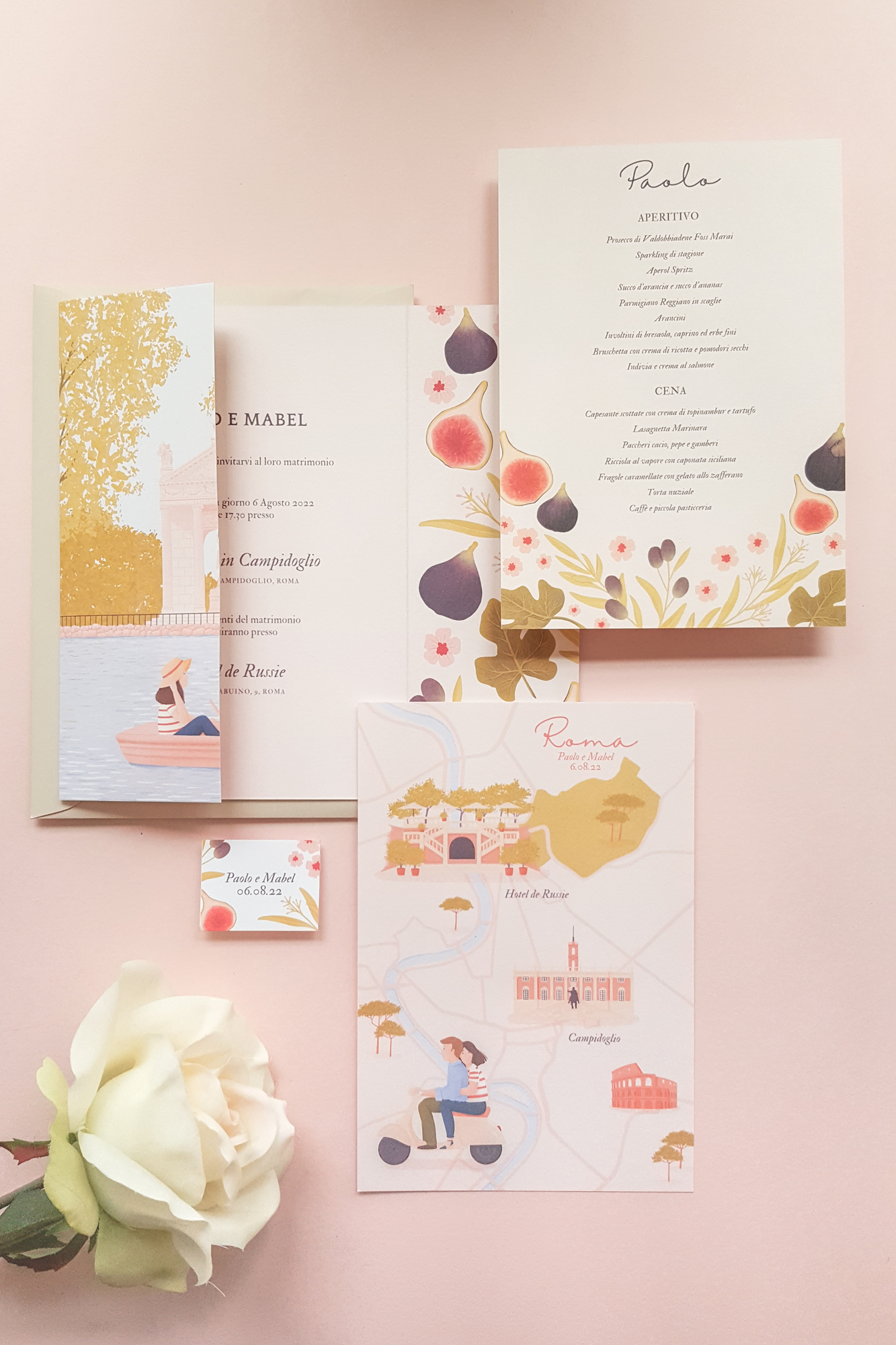 Custom destination wedding invitation suite