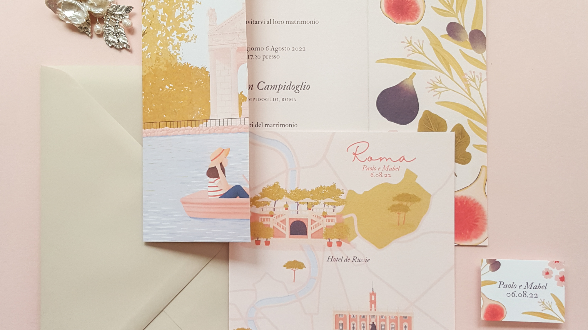 Custom destination wedding invitation suite