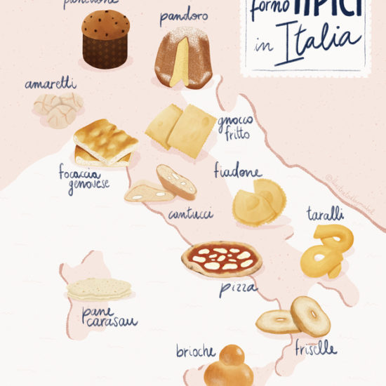 Illustrated food map of Italy