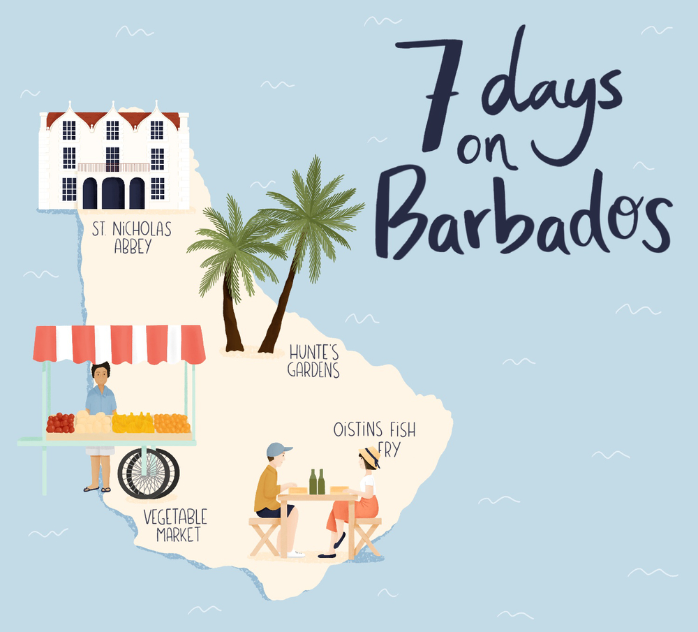 Illustrated map of Barbados