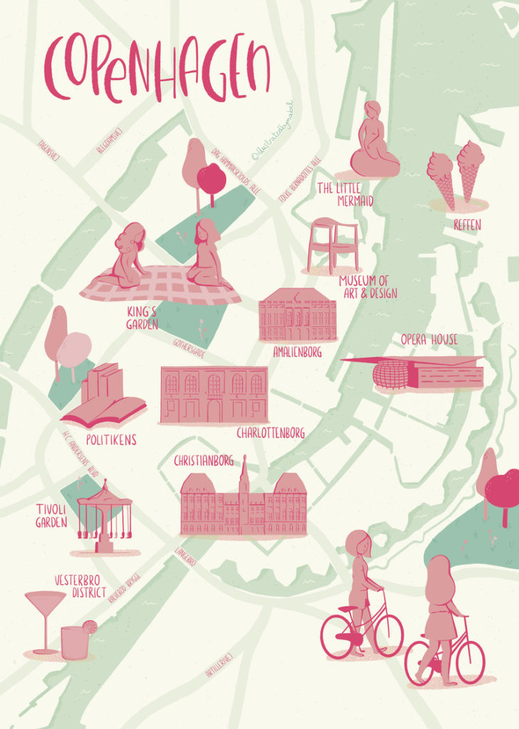 Illustrated map of Copenhagen