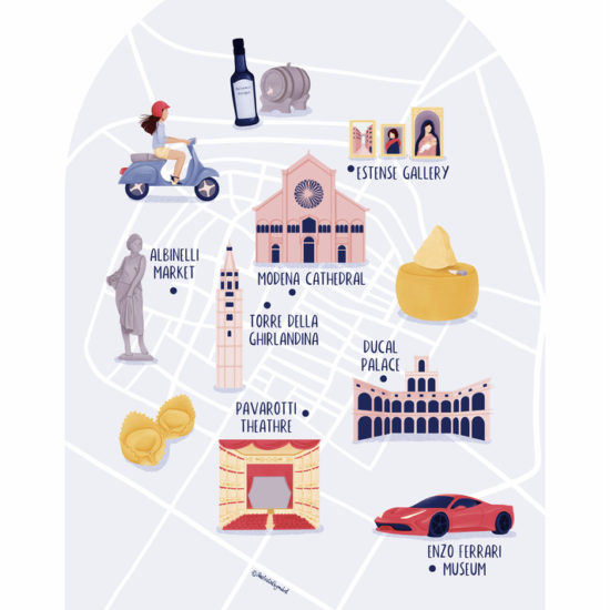 Illustrated map of Modena