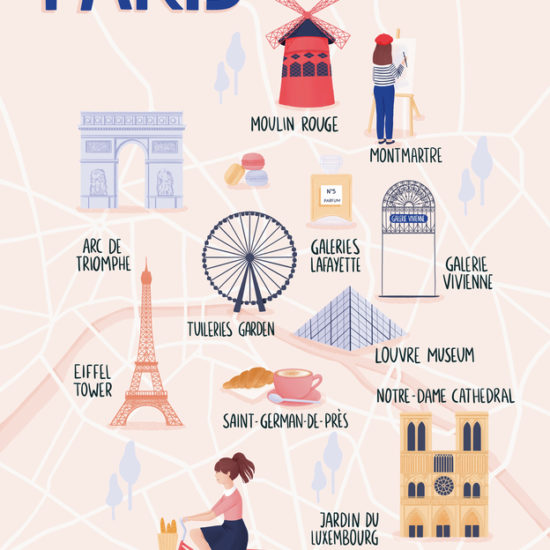 Illustrated map of Paris