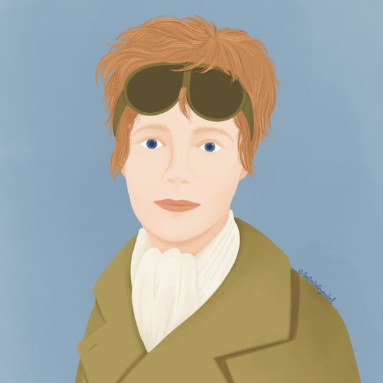 Illustrated portrait of Amelia Earhart
