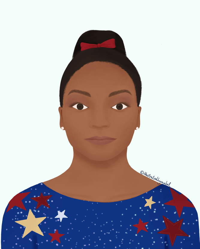 Illustrated portrait of Simone Biles