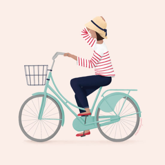 Illustration of woman on bicycle