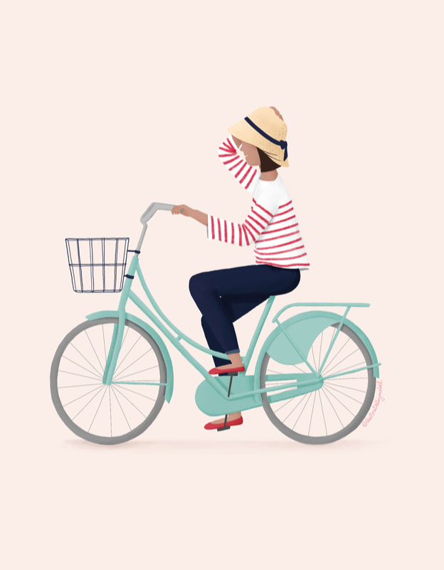Illustration of woman on bicycle