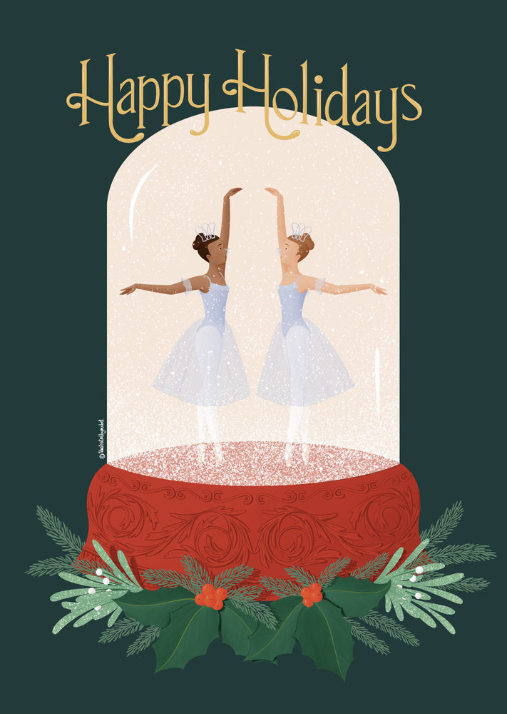 Nutcracker snowflakes ballerinas illustration
