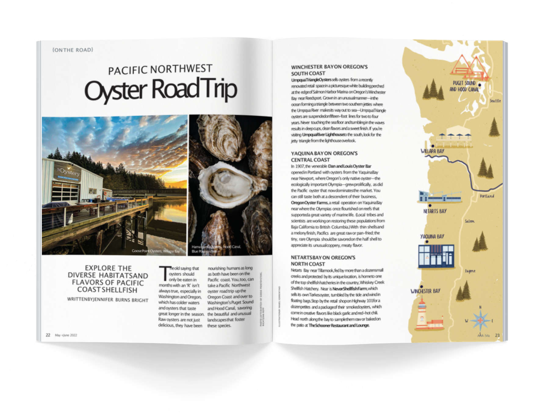 Pacific northwest illustrated map for Via Magazine