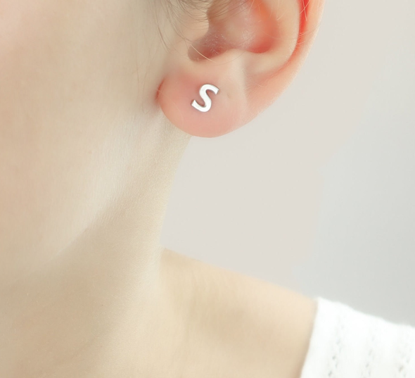 Silver monogram earrings