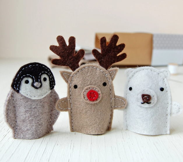 Winter finger puppets craft sewing kit