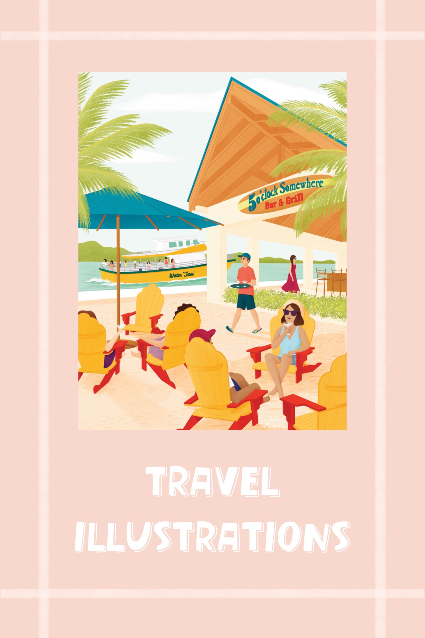 Travel illustration pin