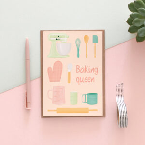 Baking Mothers Day card, Cute mum baking card, Baking birthday card, Star baker card, Card for baker | Plastic free card, blank card
