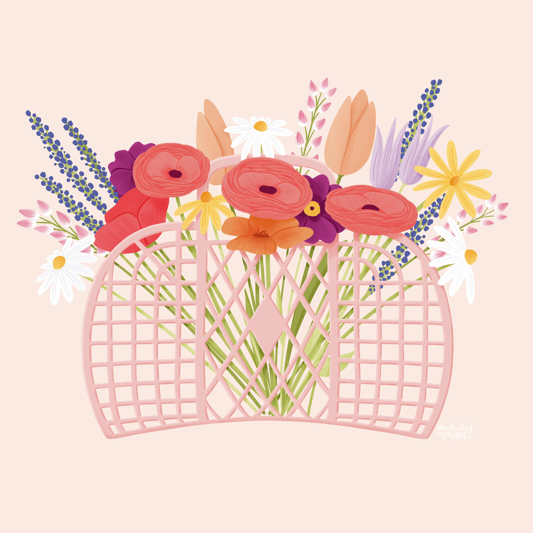 illustration of a bag full of flowers