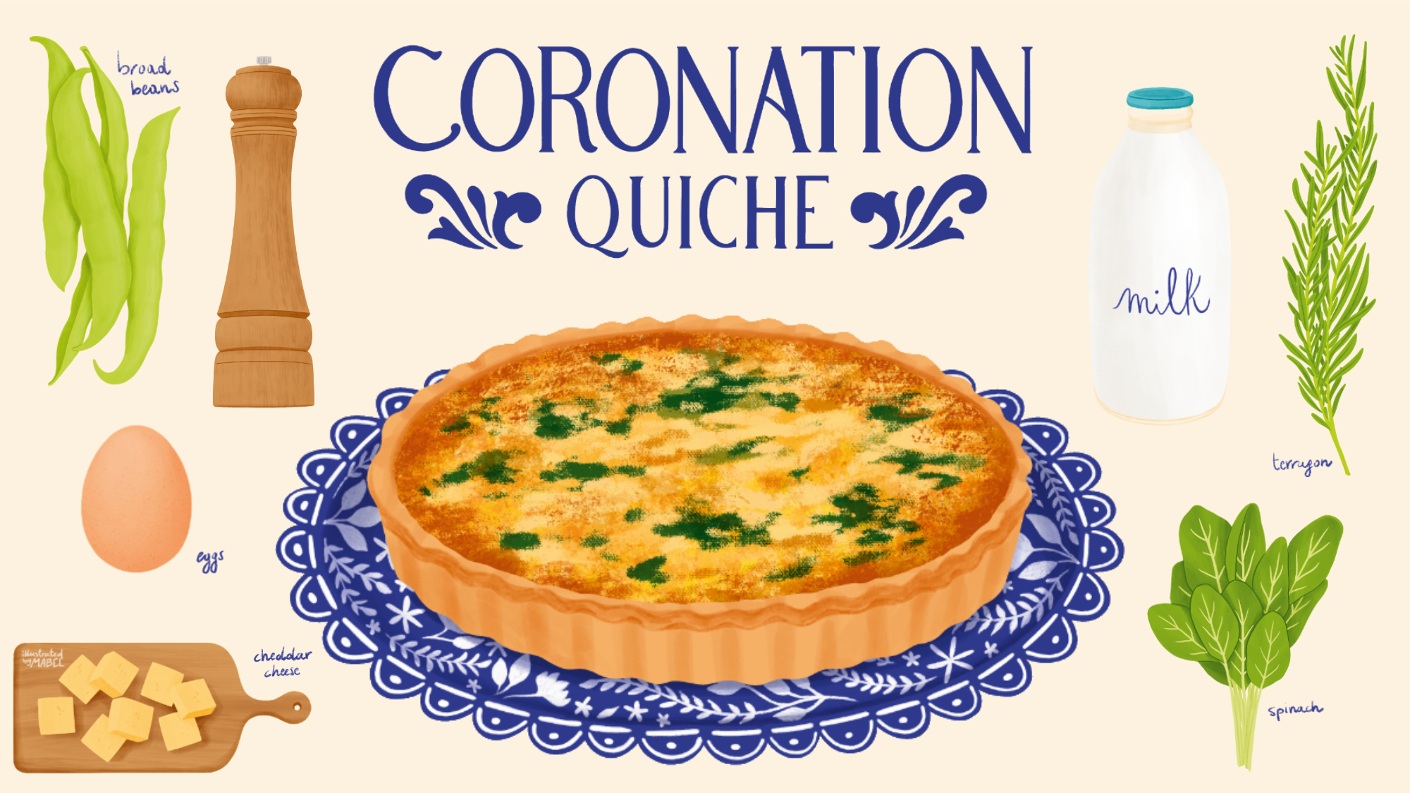 Coronation Quiche Recipe Illustration