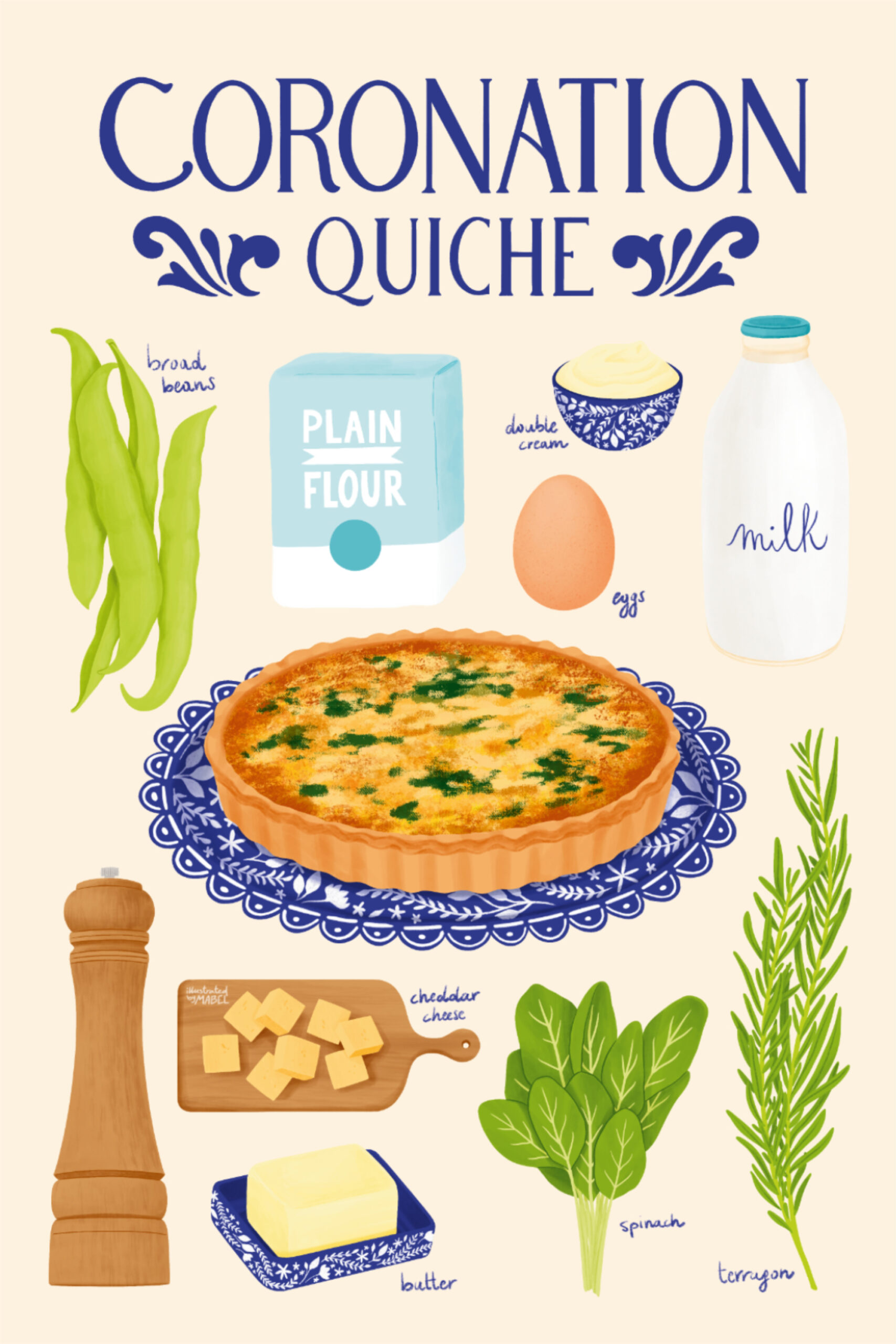 Coronation Quiche Recipe Illustration