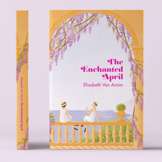 Illustrated book cover of The Enchanted April