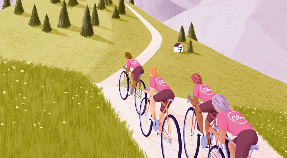 Cycling poster illustration for the NHS