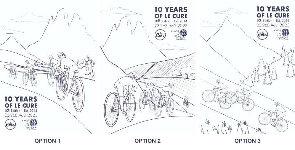 Cycling poster illustration for the NHS_First 3 sketches
