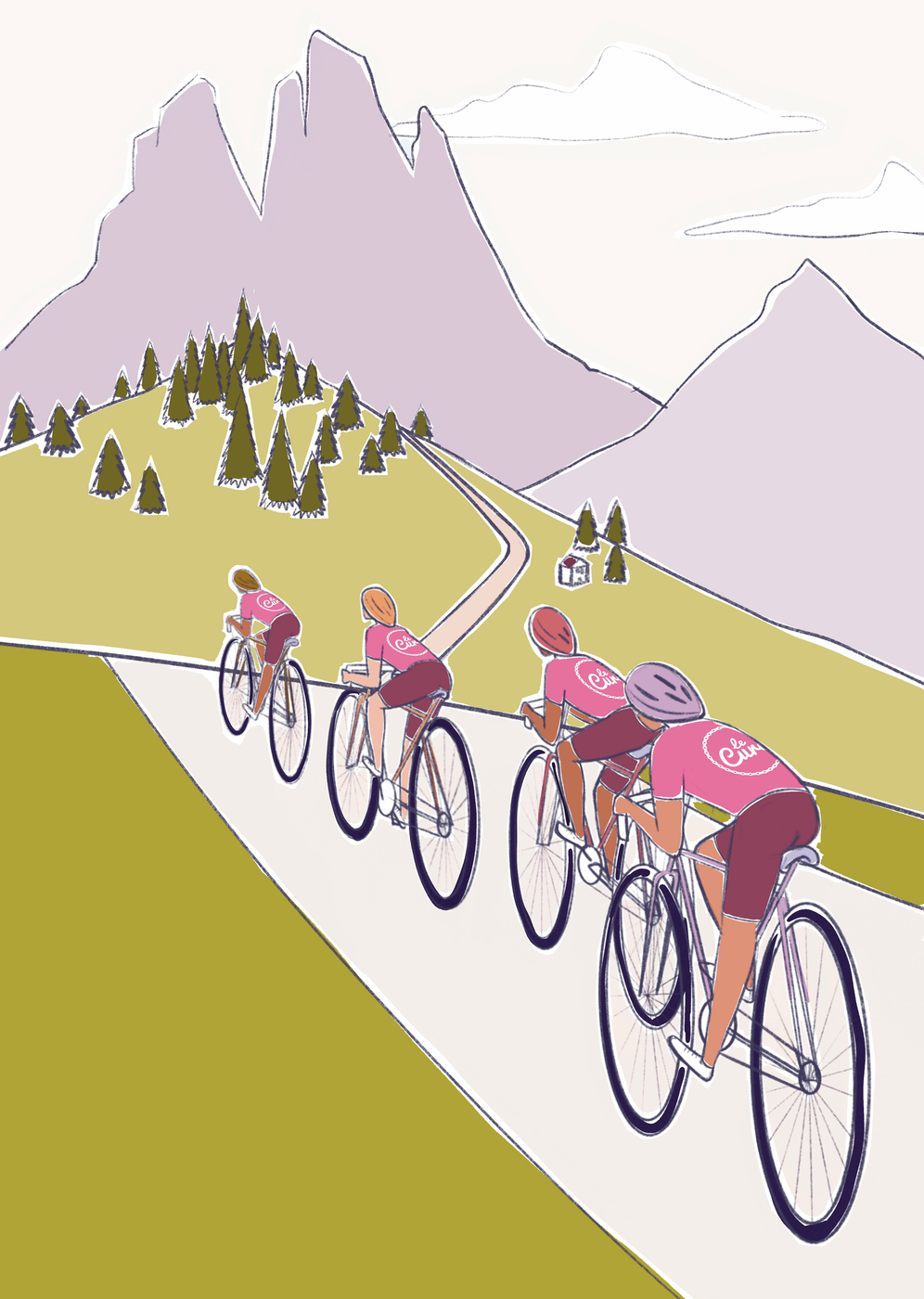 Cycling poster illustration for the NHS_sketch revision 2