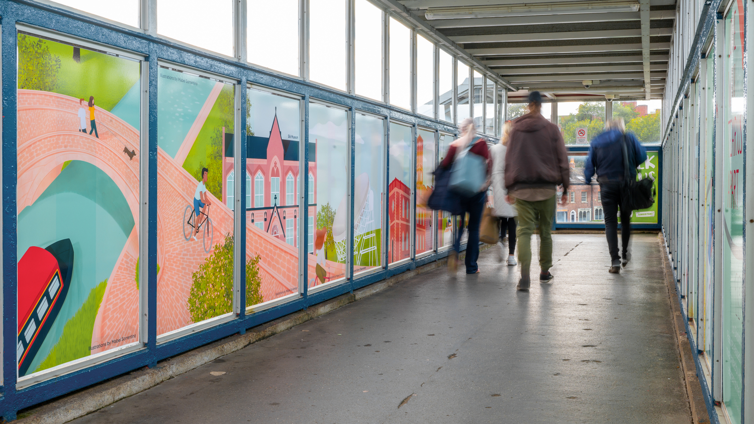 Macclesfield train station footbridge illustration