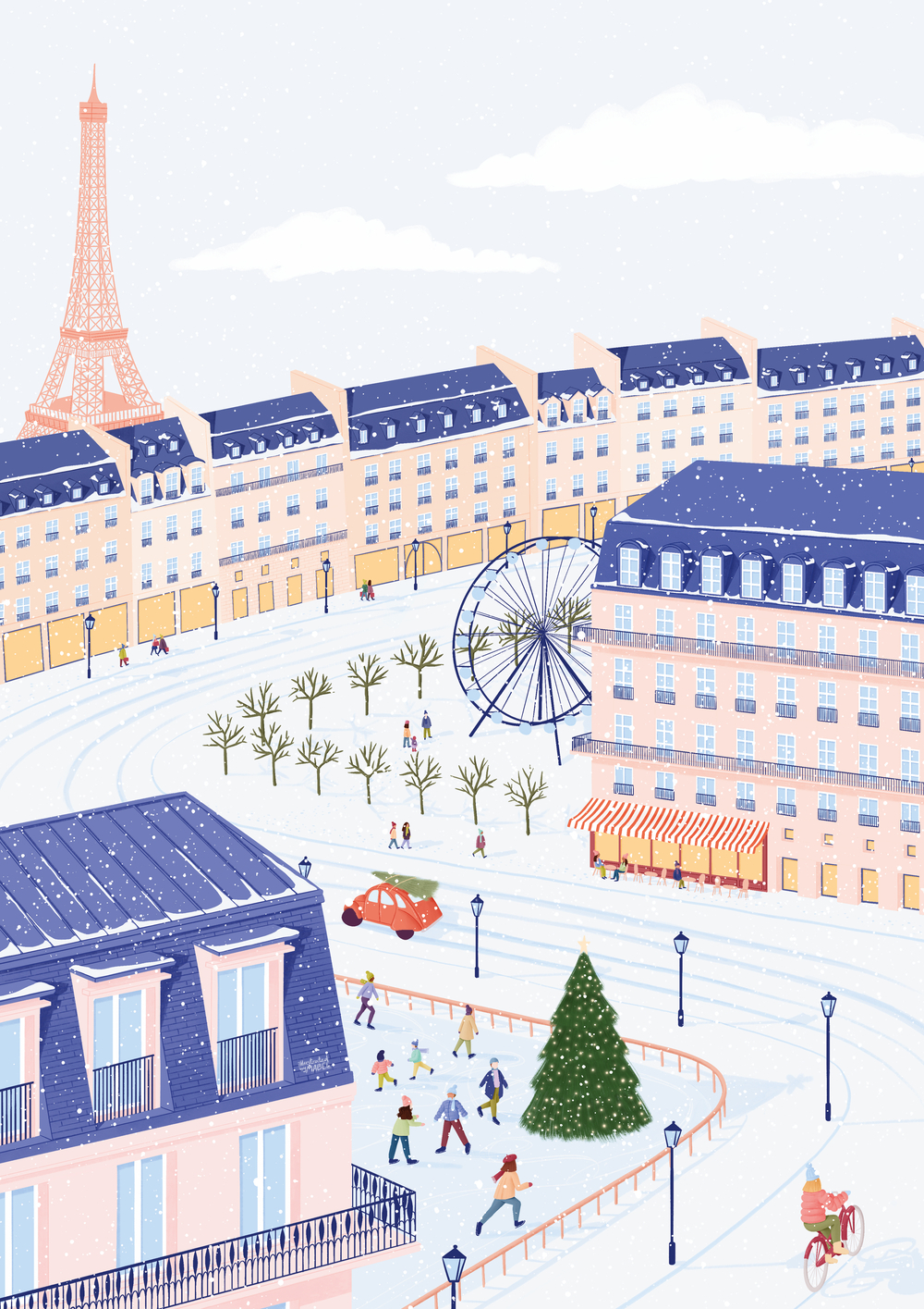 Paris Christmas illustration