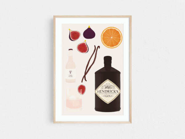 Gin cocktail illustration print