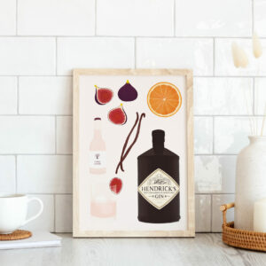 Gin cocktail illustration print