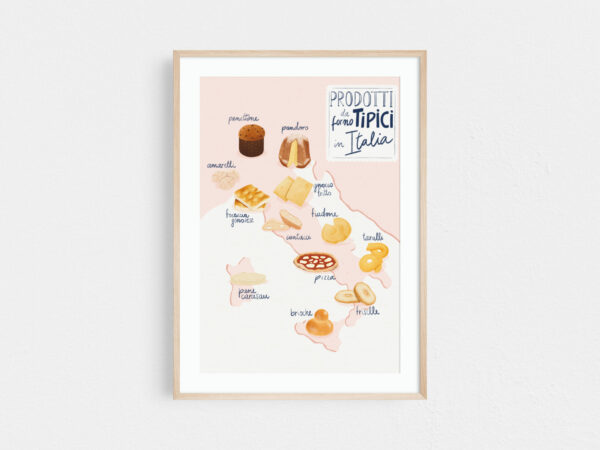 Italy food map print