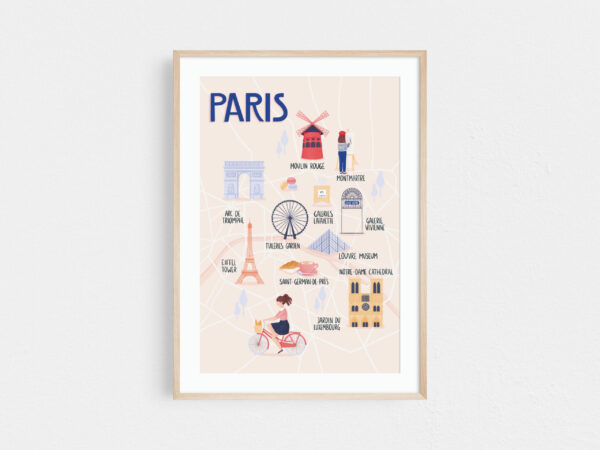 Map of Paris print