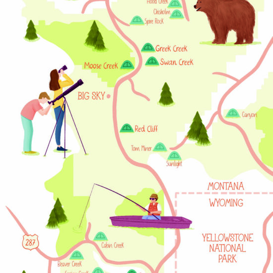 Gallatin National Forest illustrated map