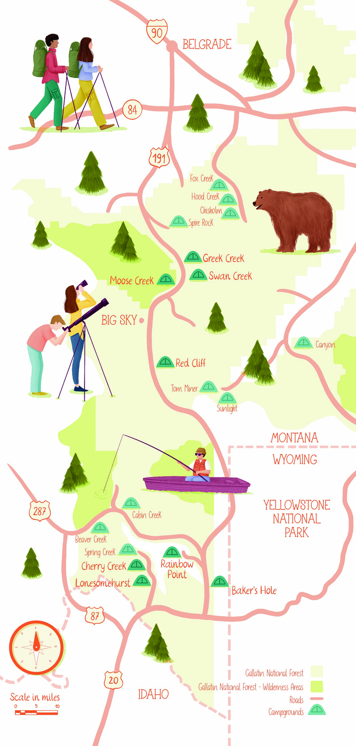 Gallatin National Forest illustrated map