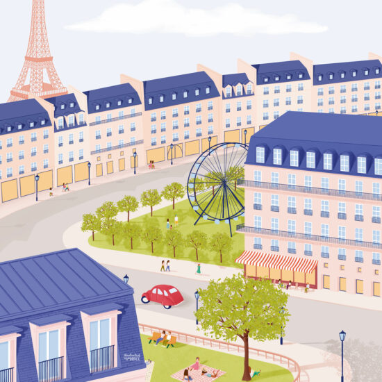 Paris in spring illustration