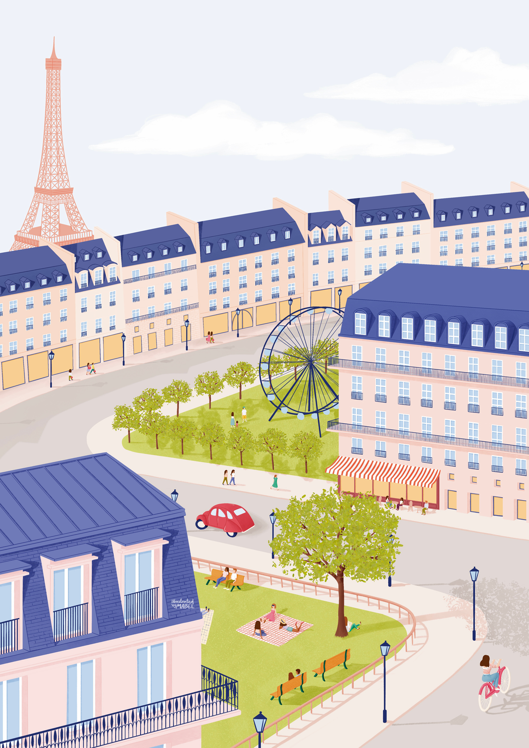 Paris in spring illustration