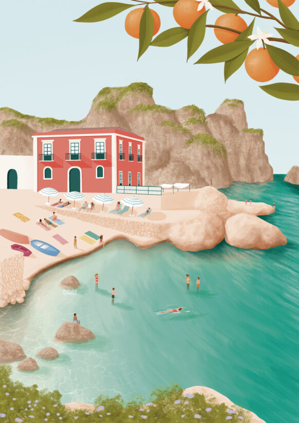 Sicily Illustration, Tonnara Di Scopello illustration