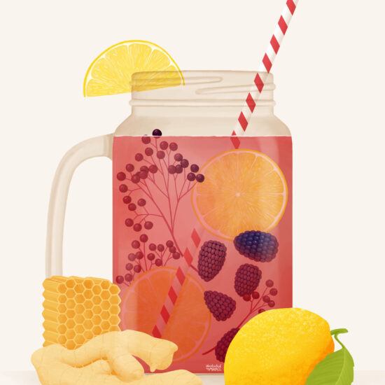 Summer Drink Illustration in Mason Jar