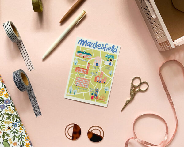 Macclesfield map postcard