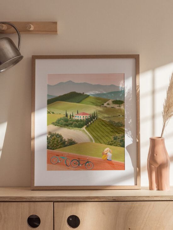 Val D'Orcia Tuscany Travel Illustration Print