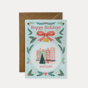 Amsterdam Christmas Card, travel Christmas card, Holiday card for traveler, Travel festive card, Greeting card, happy holidays card