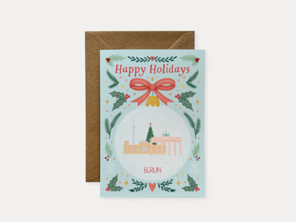 Berlin Christmas Card, travel Christmas card, Holiday card for traveler, Travel festive card, Greeting card, happy holidays card